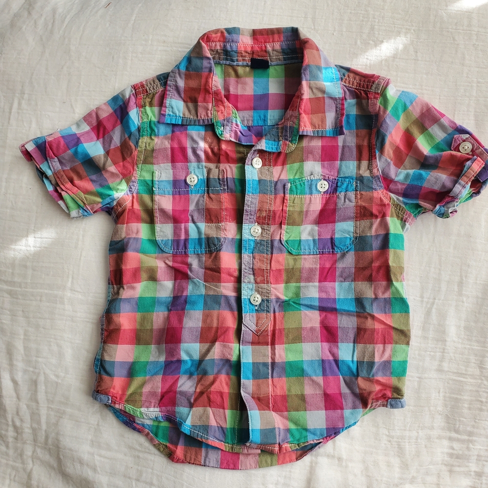 GAP Multicolor Plaid Kids Button Down Shirt 3T